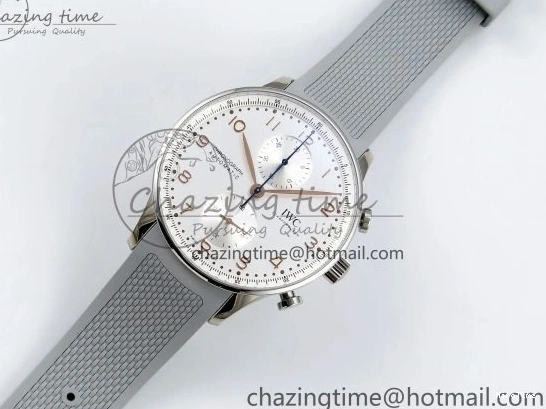 MIROTIME 0212 Portuguese Chrono IW3716 Z+F 1:1 Best Edition White Dial on Gray Rubber Strap A WrinkleFree 7014